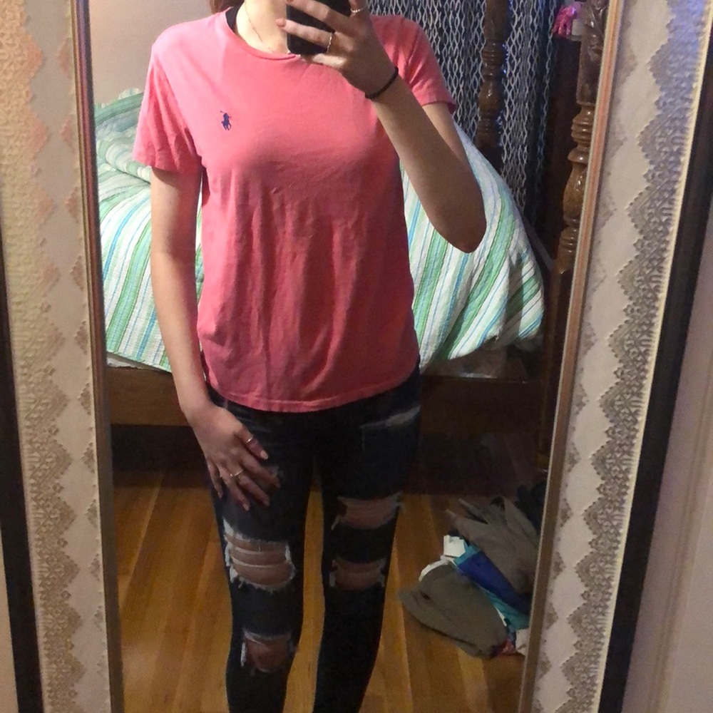 medium pink ralph lauren tee